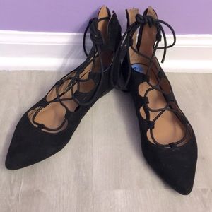 Nine West size 7.5 suede fancy laced flats